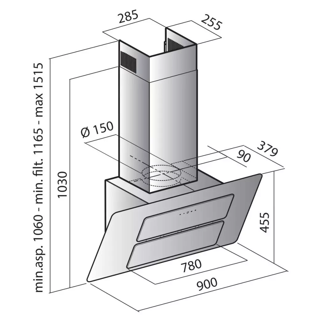 Вытяжка кухонная Freggia CHPA9GTBS - 3 Вытяжка кухонная Freggia CHPA9GTBS - 3