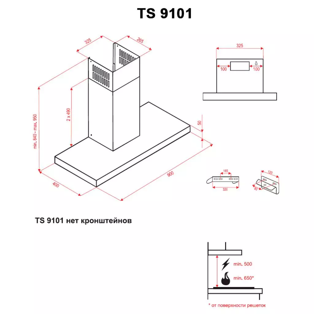 Вытяжка кухонная Perfelli TS 9101 BL - 7 Вытяжка кухонная Perfelli TS 9101 BL - 7