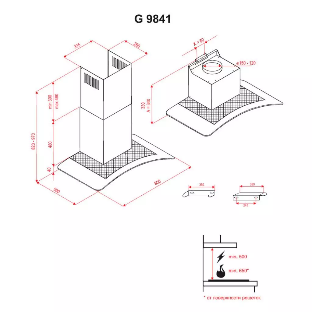 Вытяжка кухонная Perfelli G 9841 I - 6 Вытяжка кухонная Perfelli G 9841 I - 6