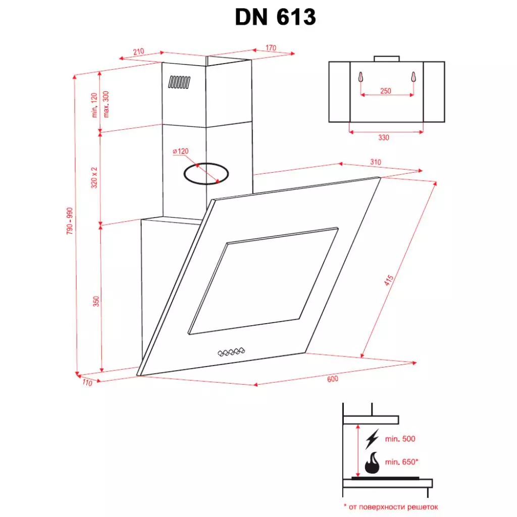 Вытяжка кухонная Perfelli DN 613 IV - 6 Вытяжка кухонная Perfelli DN 613 IV - 6