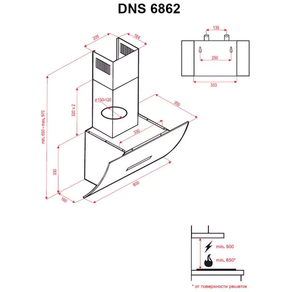 Вытяжка кухонная Perfelli DNS 6862 BL LED - 5 Вытяжка кухонная Perfelli DNS 6862 BL LED - 5
