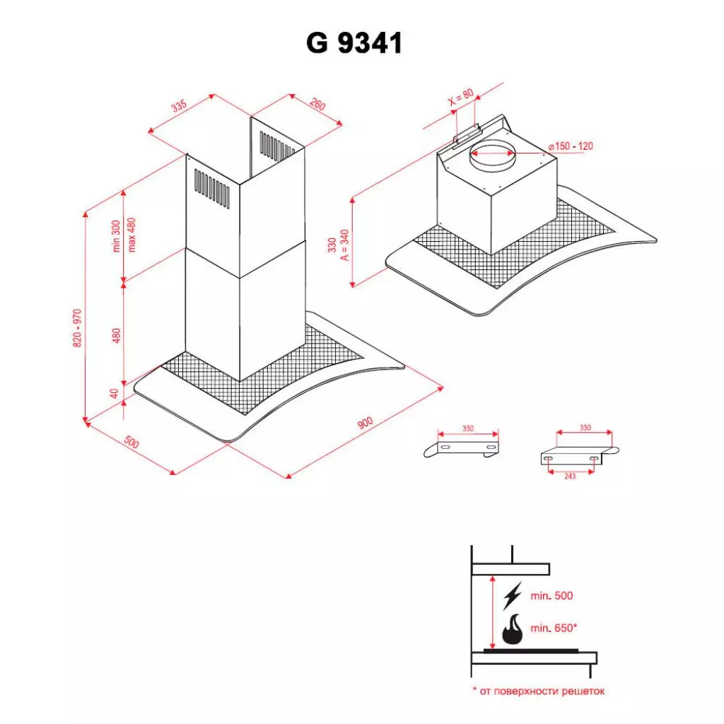 Вытяжка кухонная Perfelli G 9341 I - 4 Вытяжка кухонная Perfelli G 9341 I - 4