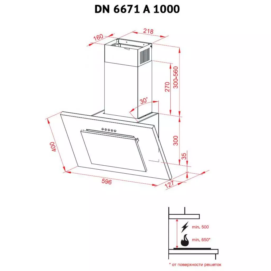 Вытяжка кухонная Perfelli DN 6671 A 1000 W - 9