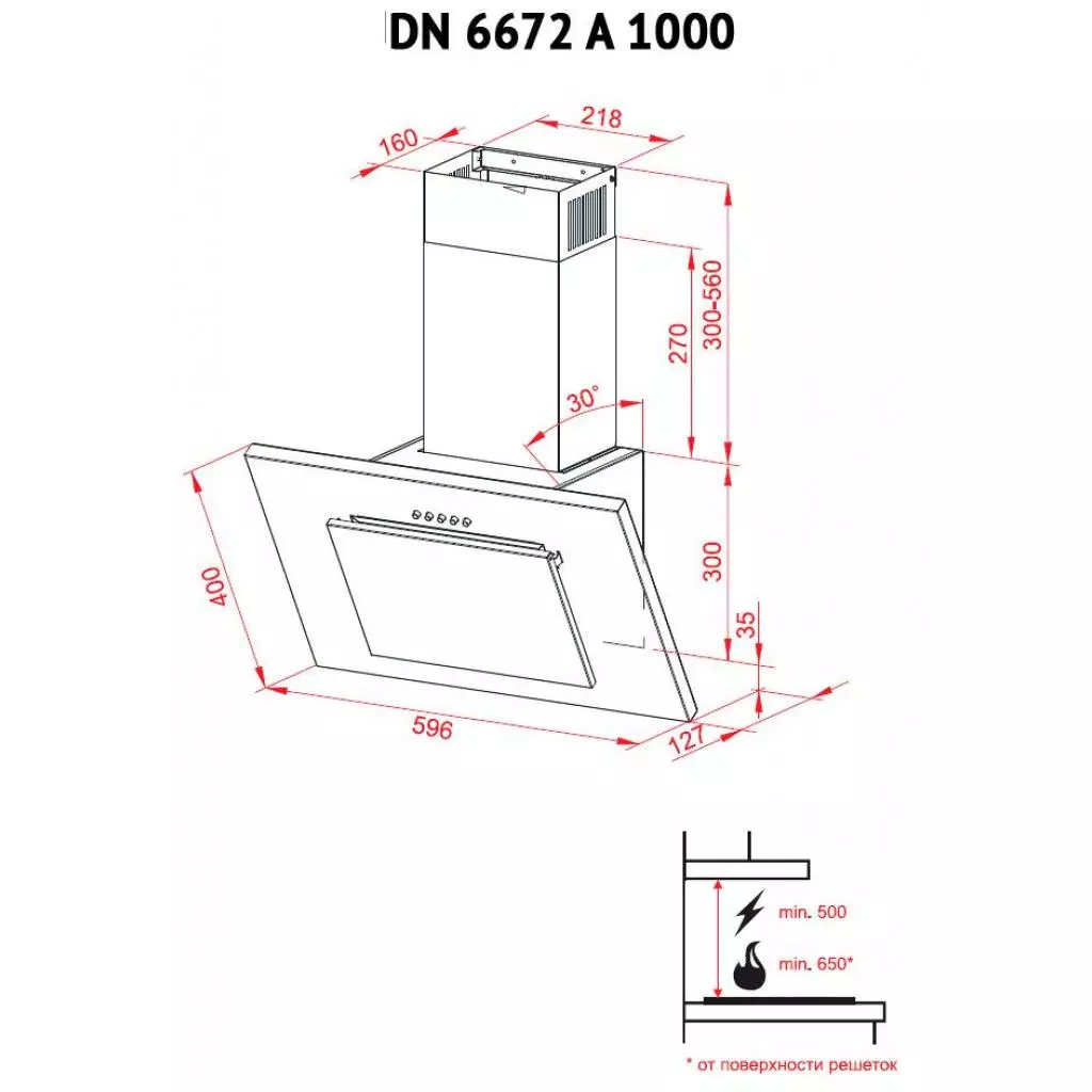 Вытяжка кухонная Perfelli DN 6672 A 1000 BL/I LED - 7