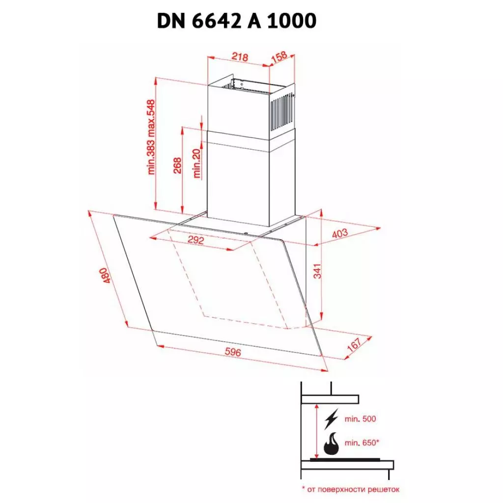Вытяжка кухонная Perfelli DN 6642 A 1000 IV LED - 6 Вытяжка кухонная Perfelli DN 6642 A 1000 IV LED - 6