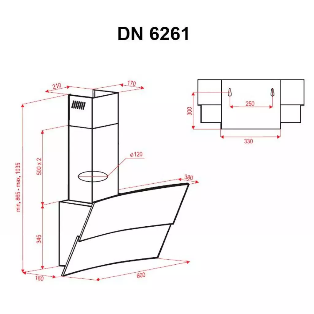 Вытяжка кухонная Perfelli DN 6261 W - 6 Вытяжка кухонная Perfelli DN 6261 W - 6