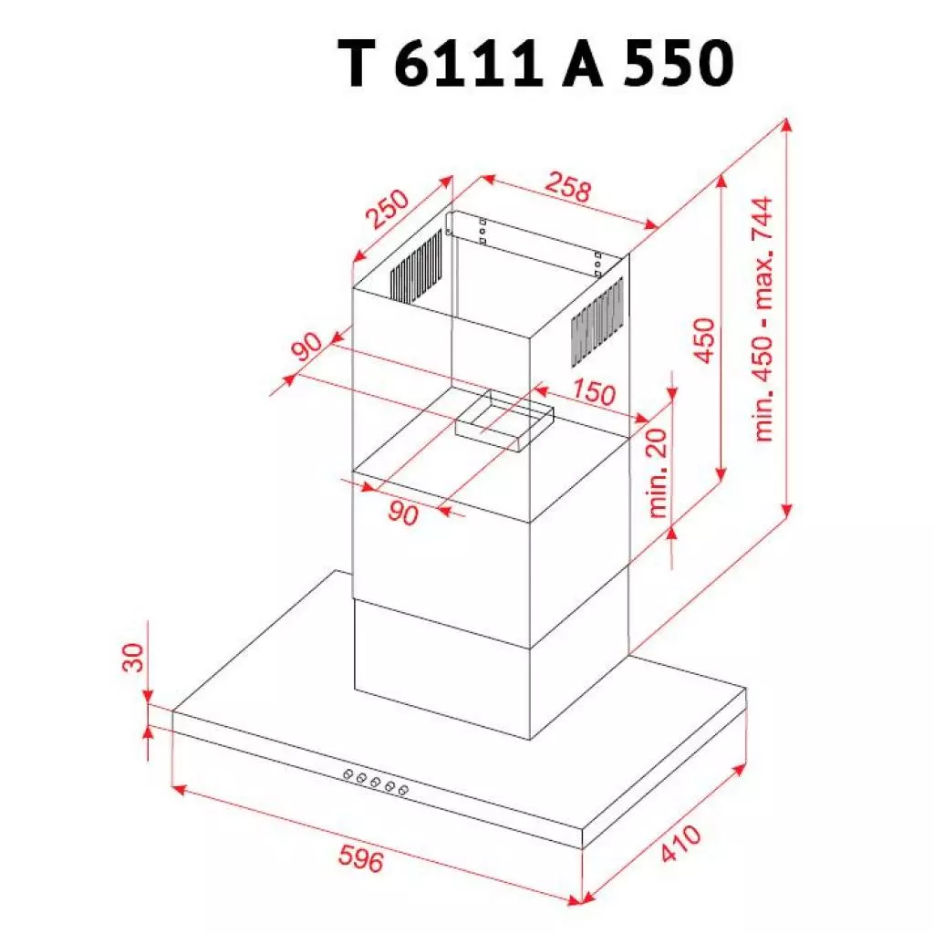 Вытяжка кухонная Perfelli T 6111 A 550 I - 9 Вытяжка кухонная Perfelli T 6111 A 550 I - 9