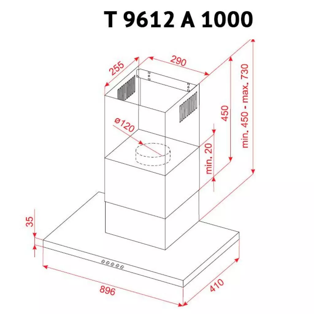 Вытяжка кухонная Perfelli T 9612 A 1000 BL LED - 9 Вытяжка кухонная Perfelli T 9612 A 1000 BL LED - 9