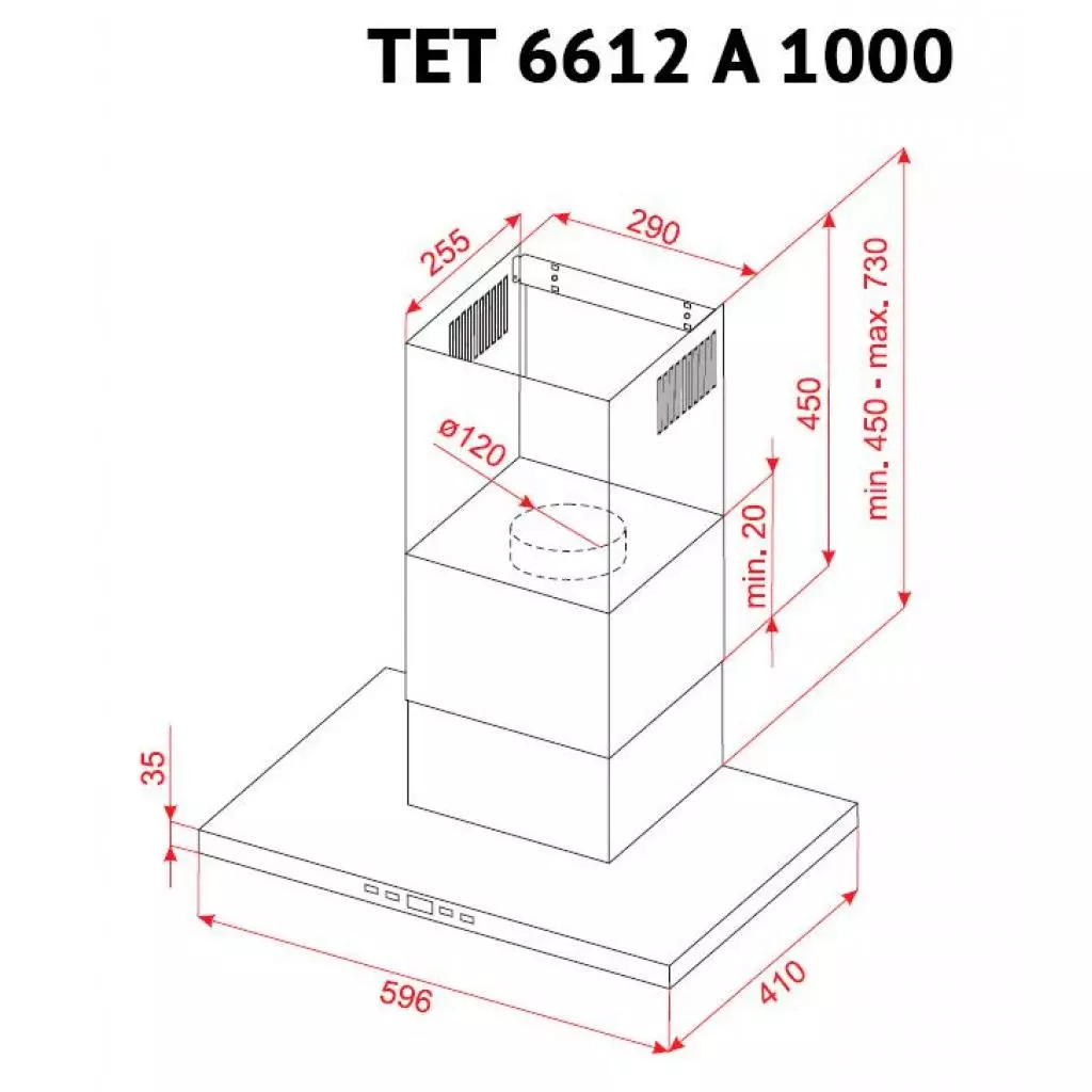 Вытяжка кухонная Perfelli TET 6612 A 1000 BL LED - 9 Вытяжка кухонная Perfelli TET 6612 A 1000 BL LED - 9