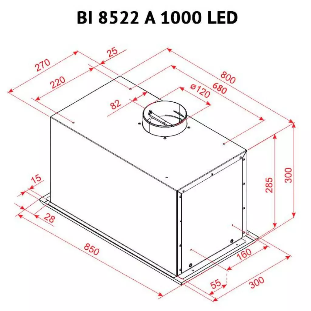 Вытяжка кухонная Perfelli BI 8522 A 1000 I LED - 4 Вытяжка кухонная Perfelli BI 8522 A 1000 I LED - 4