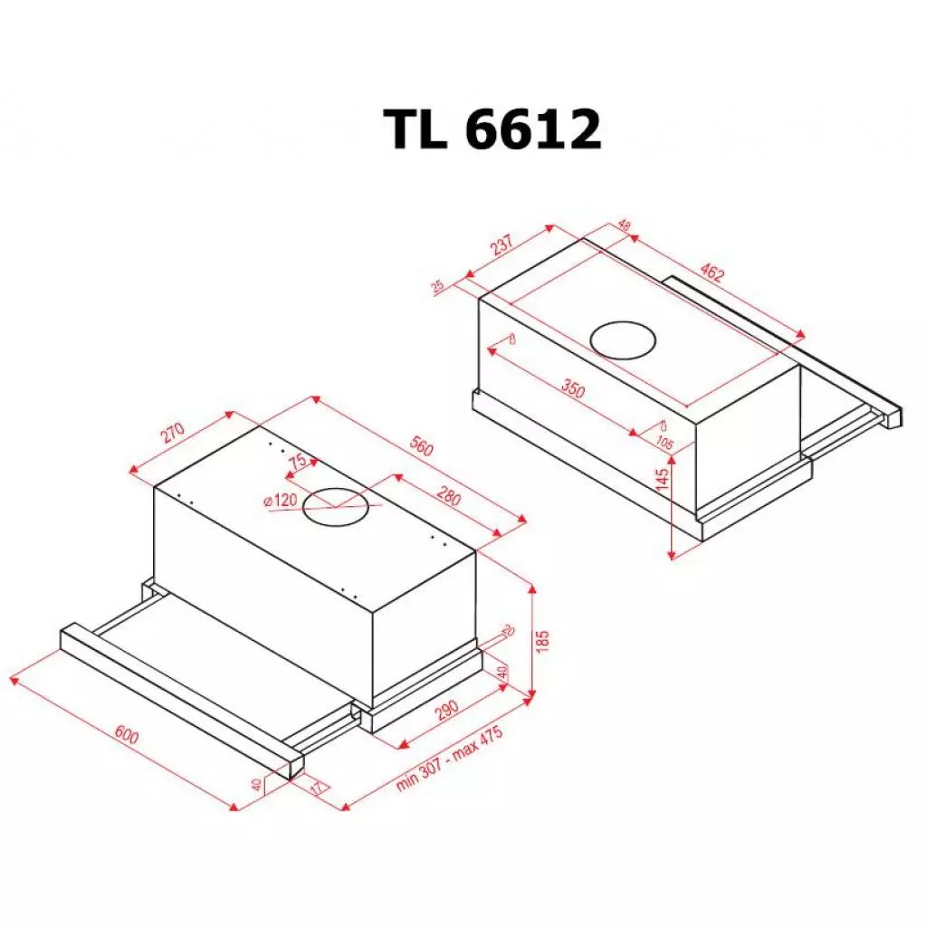 Вытяжка кухонная Perfelli TL 6612 I LED - 6