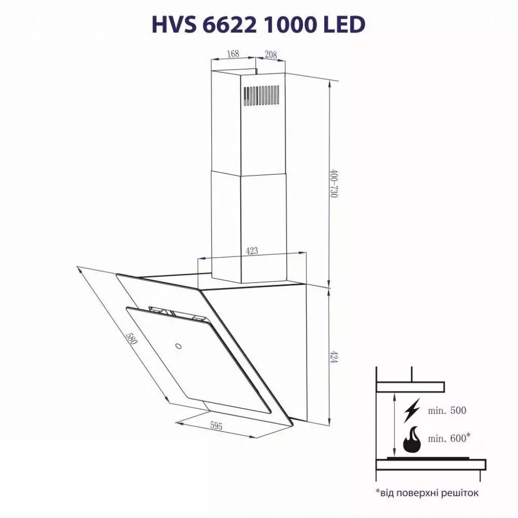 Вытяжка кухонная Minola HVS 6622 BL 1000 LED - 8 Вытяжка кухонная Minola HVS 6622 BL 1000 LED - 8