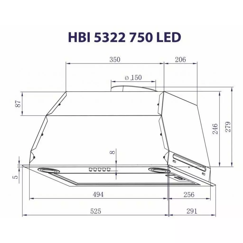 Вытяжка кухонная Minola HBI 5322 BL 750 LED - 2 Вытяжка кухонная Minola HBI 5322 BL 750 LED - 2