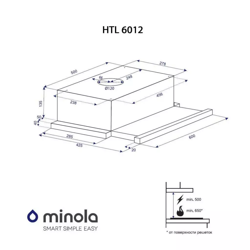 Вытяжка кухонная Minola HTL 6012 BR 450 LED - 9