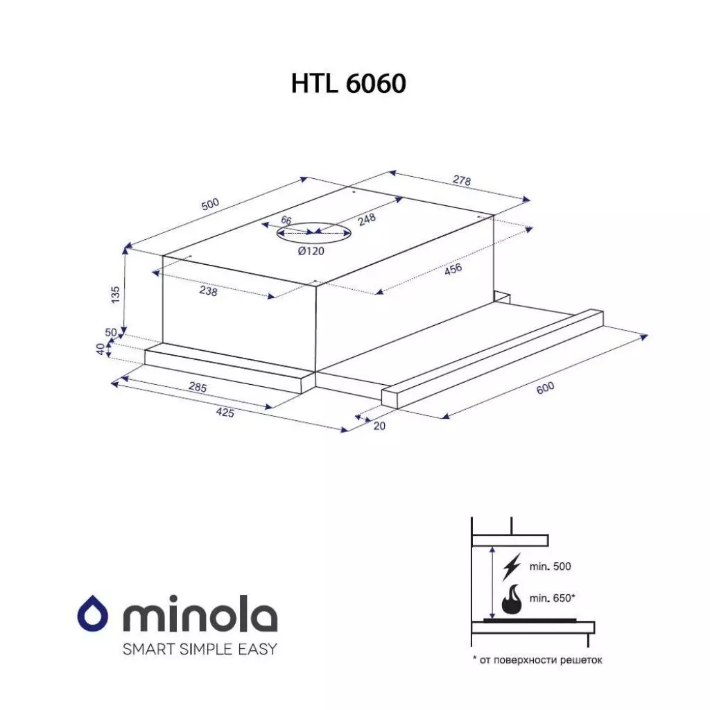 Вытяжка кухонная Minola HTL 6060 I/ WH GLASS 430 - 5 Вытяжка кухонная Minola HTL 6060 I/ WH GLASS 430 - 5
