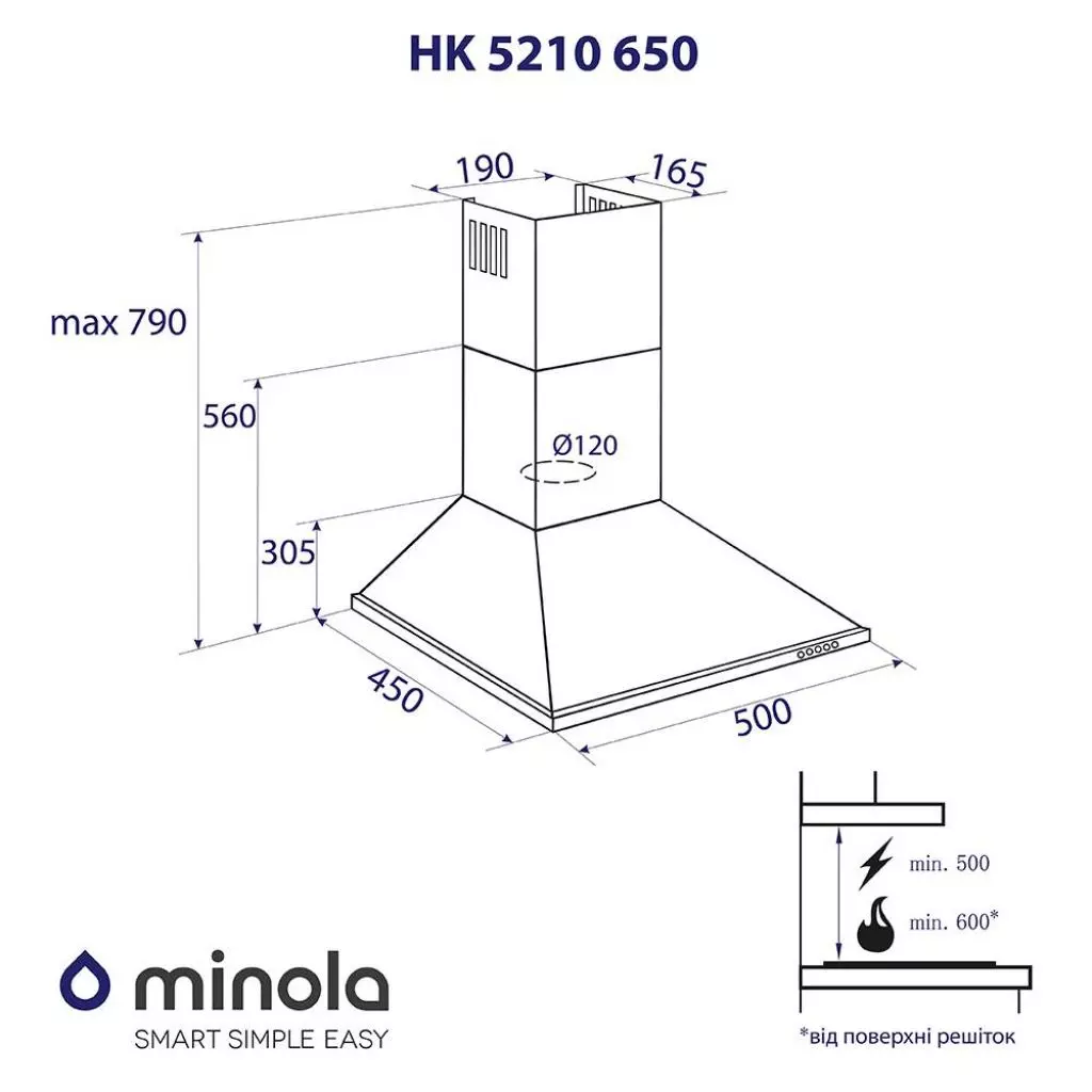 Вытяжка кухонная Minola HK 5210 BL 650 - 6 Вытяжка кухонная Minola HK 5210 BL 650 - 6