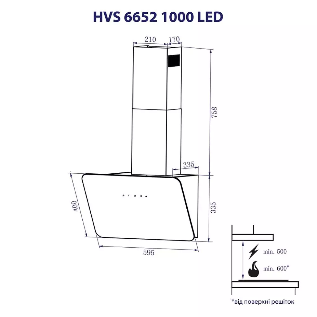 Вытяжка кухонная Minola HVS 6652 BL 1000 LED - 8 Вытяжка кухонная Minola HVS 6652 BL 1000 LED - 8