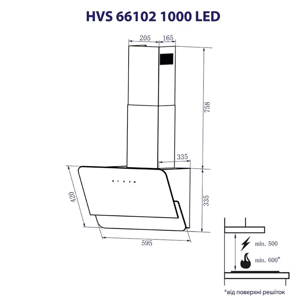 Вытяжка кухонная Minola HVS 66102 BL 1000 LED - 7 Вытяжка кухонная Minola HVS 66102 BL 1000 LED - 7