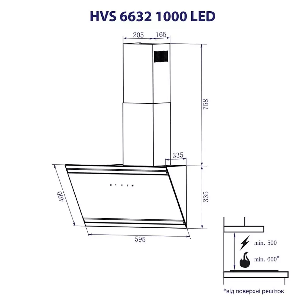Вытяжка кухонная Minola HVS 6632 BL 1000 LED - 8 Вытяжка кухонная Minola HVS 6632 BL 1000 LED - 8