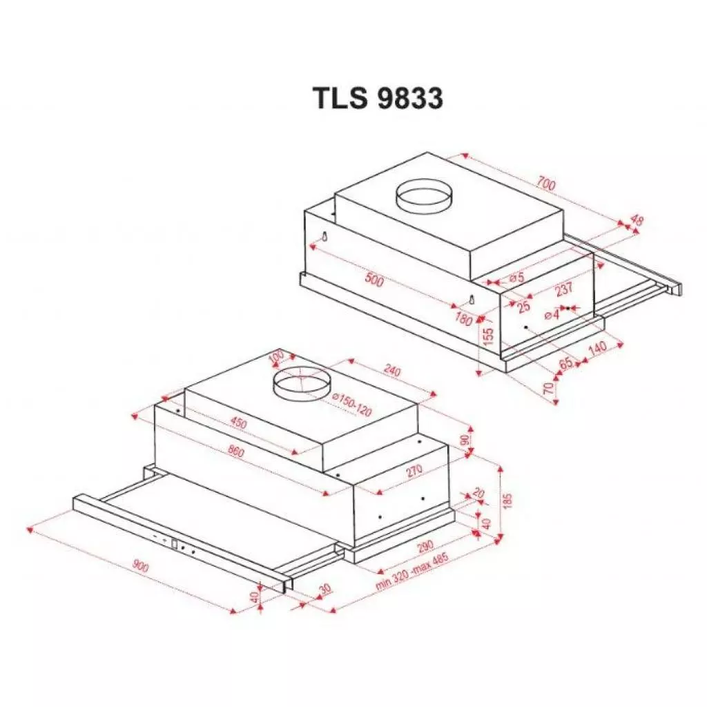 Вытяжка кухонная Perfelli TLS 9833 BL LED Strip - 10