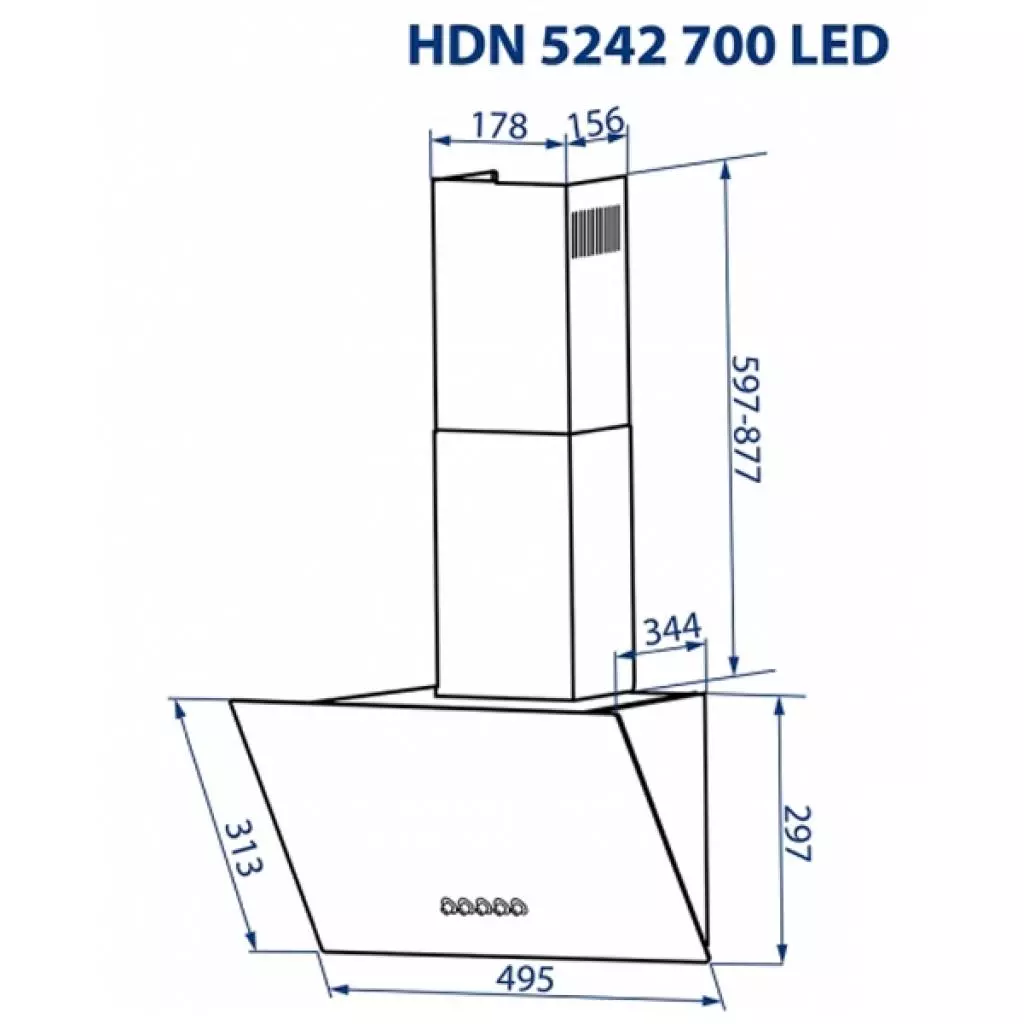 Вытяжка кухонная Minola HDN 5242 BL 700 LED - 3 Вытяжка кухонная Minola HDN 5242 BL 700 LED - 3