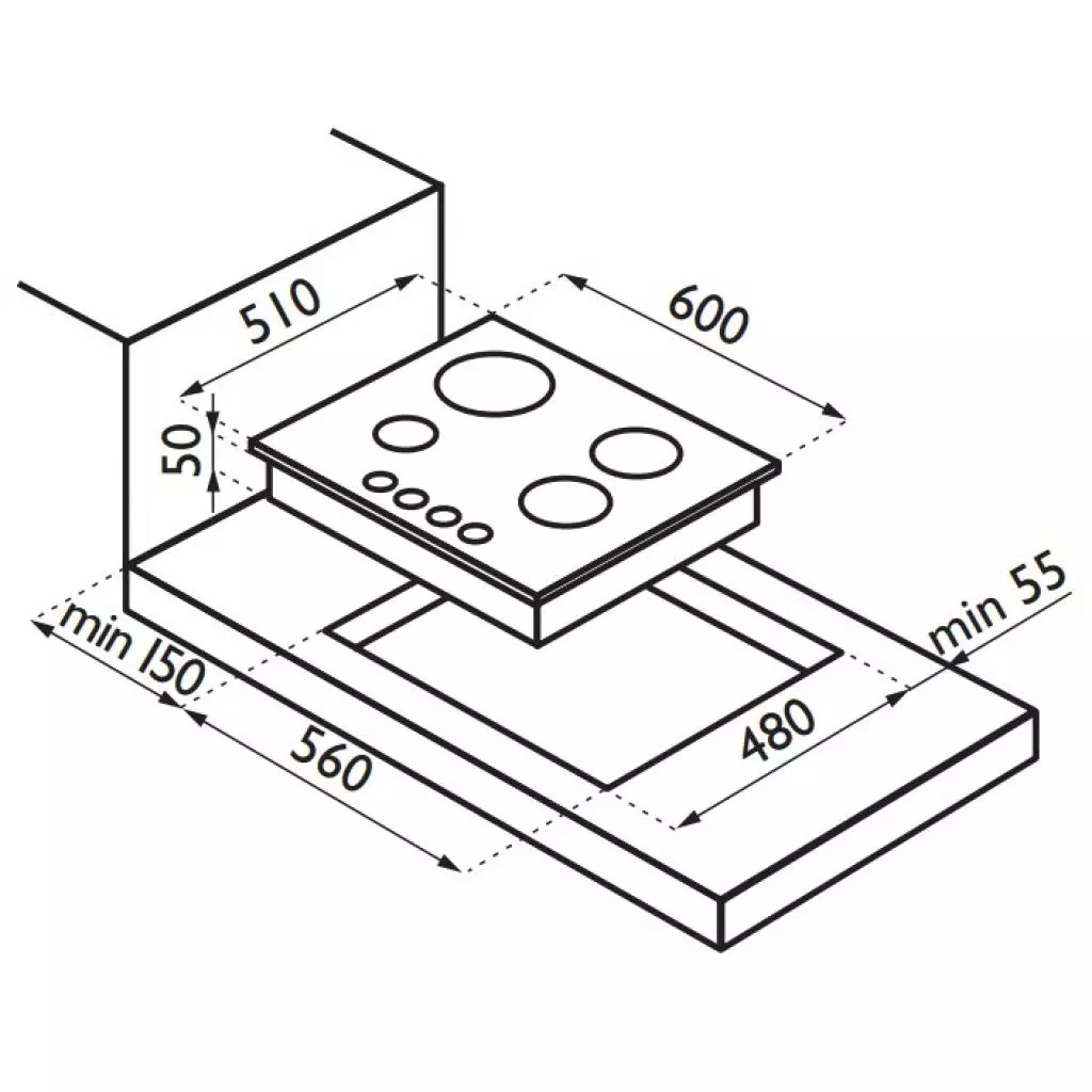 Варочная поверхность Ardesia F 64 GTW - 1 Варочная поверхность Ardesia F 64 GTW - 1