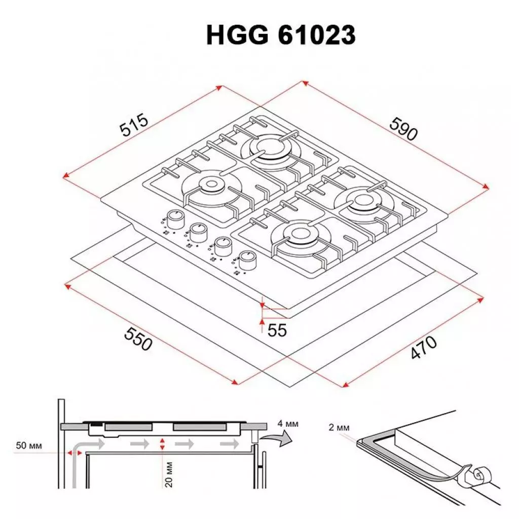 Варочная поверхность Perfelli HGG 61023 WH - 7