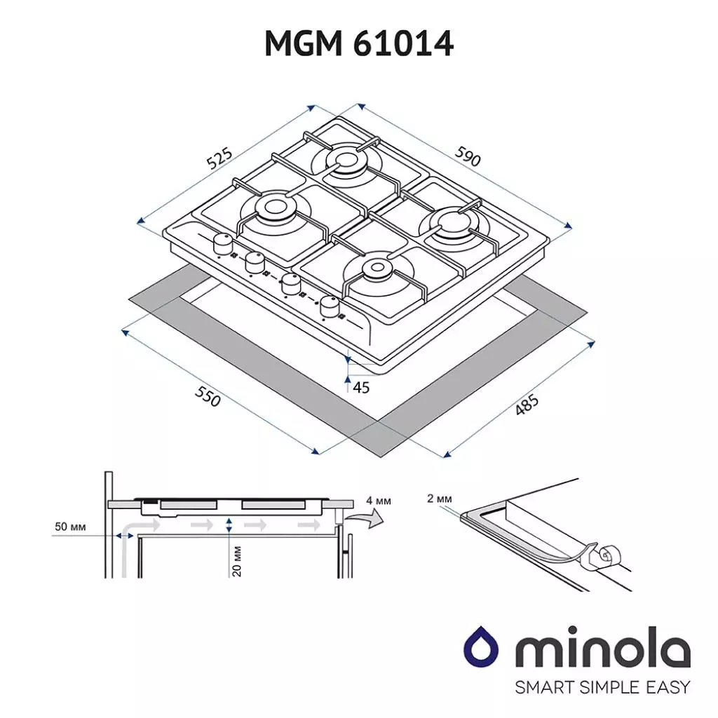 Варочная поверхность Minola MGM 61014 WH - 3 Варочная поверхность Minola MGM 61014 WH - 3