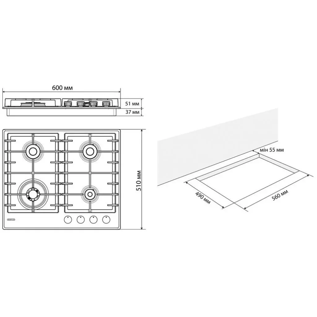 Варочная поверхность Eleyus LINDA 60 WH CTF - 3 Варочная поверхность Eleyus LINDA 60 WH CTF - 3