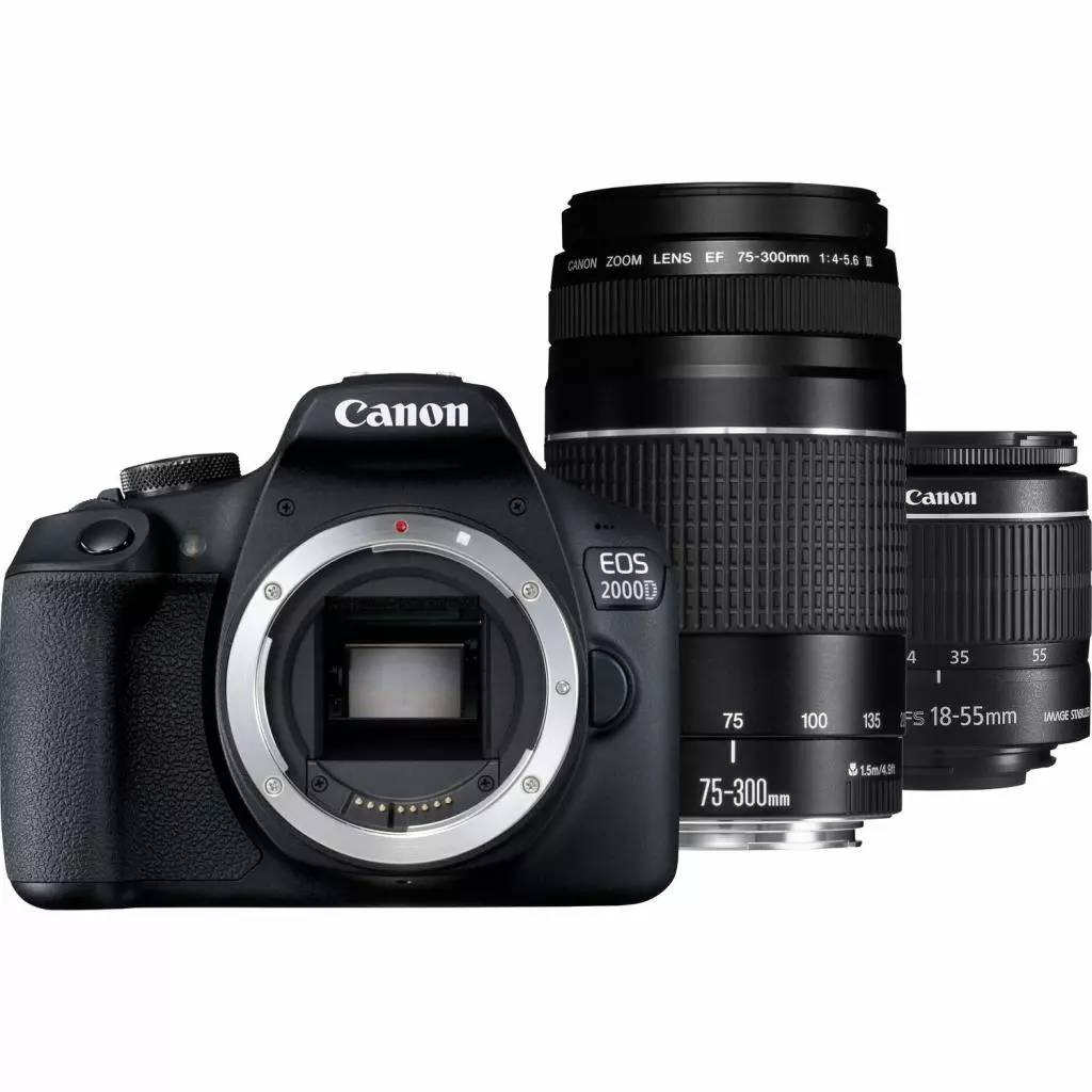 Цифровой фотоаппарат Canon EOS 2000D 18-55 + 75-300 kit (2728C021AA)