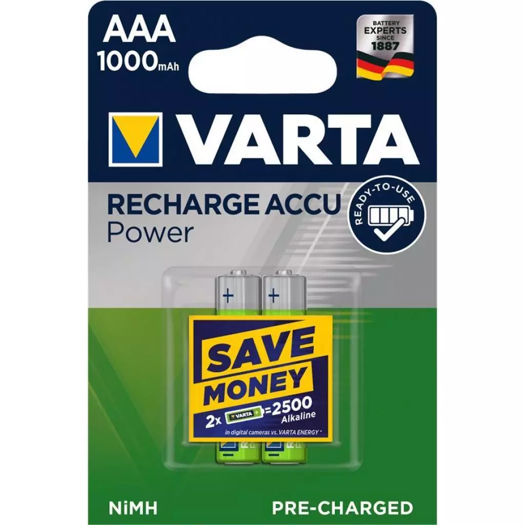 Аккумулятор Varta Rechargeable Accu 1000mAh NI-MH * 2 (05703301402)