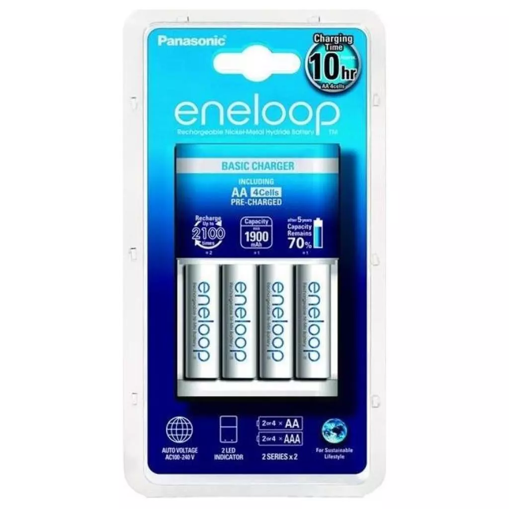 Зарядное устройство для аккумуляторов Panasonic Basic Charger+ Eneloop 4AA 1900 mAh (K-KJ51MCC40E)
