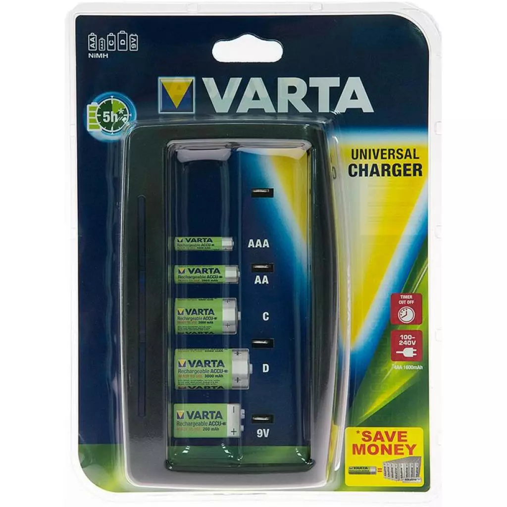Зарядное устройство для аккумуляторов Varta UNIVERSAL CHARGER AA/AAA/C/D/9V (57648101401)