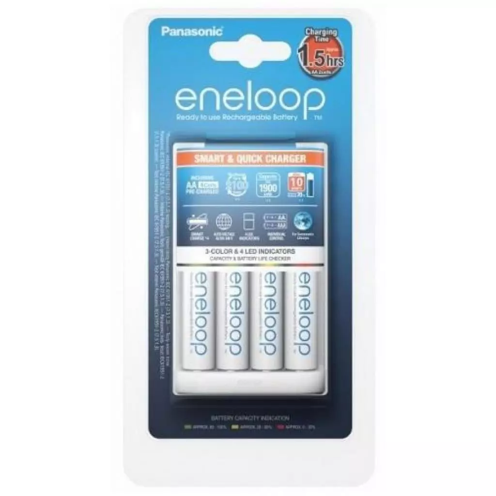 Зарядное устройство для аккумуляторов Panasonic Smart-Quick Charger + Eneloop AA 1900 mAh NI-MH * 4 (K-KJ55MCC40E)
