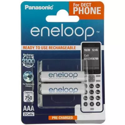 Аккумулятор Panasonic Eneloop AAA 750mAh NI-MH Dect Series * 2 (BK-4MCCE/2DE)