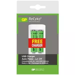 Зарядное устройство для фото Gp GP-U211 + AA 2700mAh*2 + VA11 5V/1.2A + cable (U211 270AAHCWA12F-UE2)