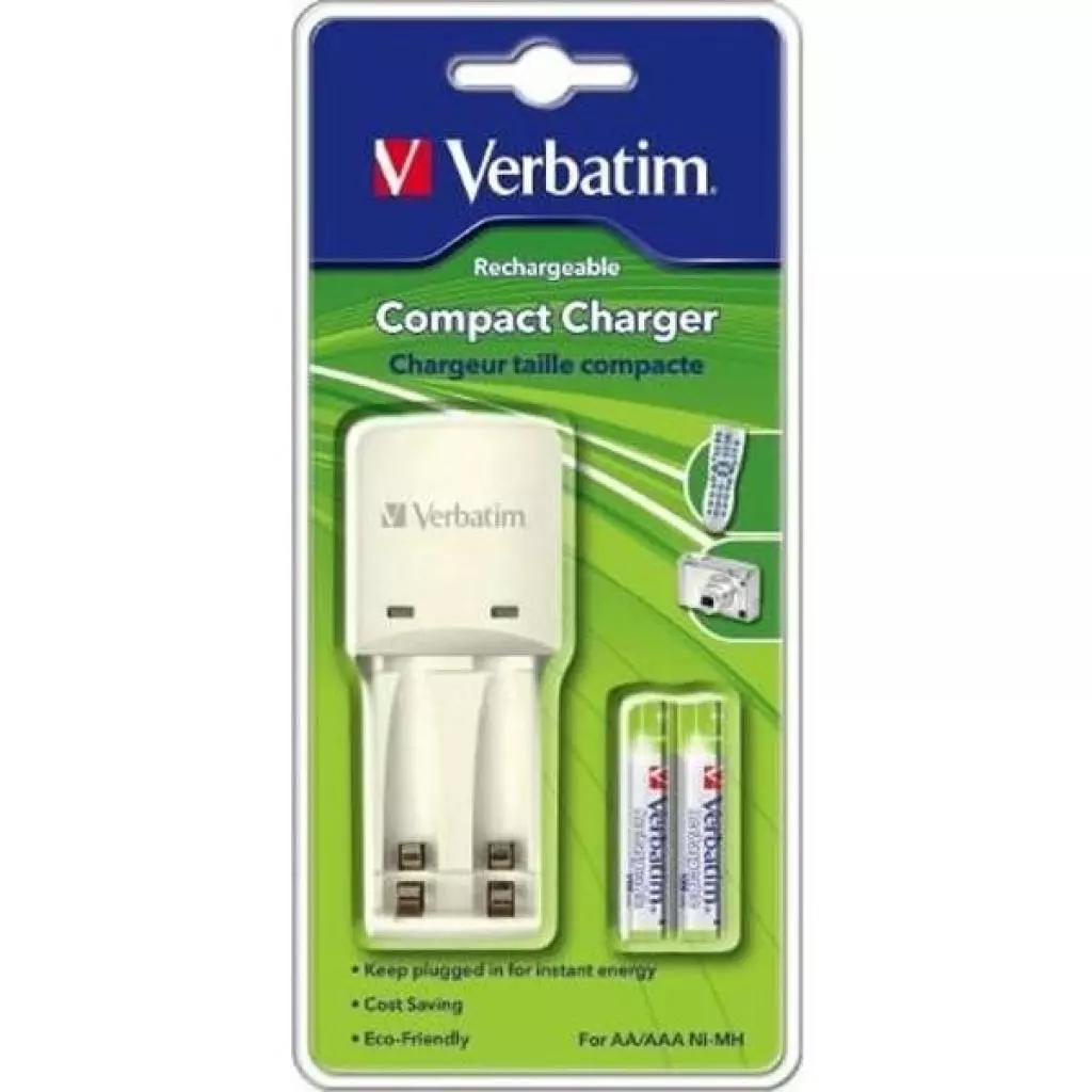 Зарядное устройство для аккумуляторов Verbatim Compact Charger + 2*AAA 1000mAh (49944)