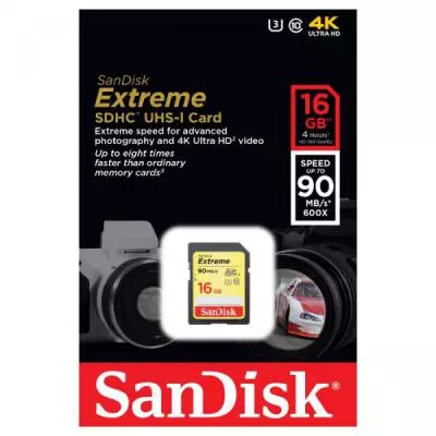 Карта памяти SanDisk 16GB SDHC class 10 UHS-I U3 (SDSDXNE-016G-GNCIN) - 1