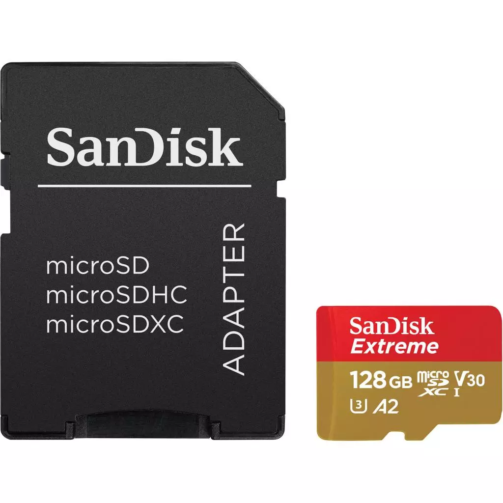 Карта памяти SanDisk 128GB microSDXC class 10 A2 V30 UHS-I U3 Extreme (SDSQXA1-128G-GN6AA)