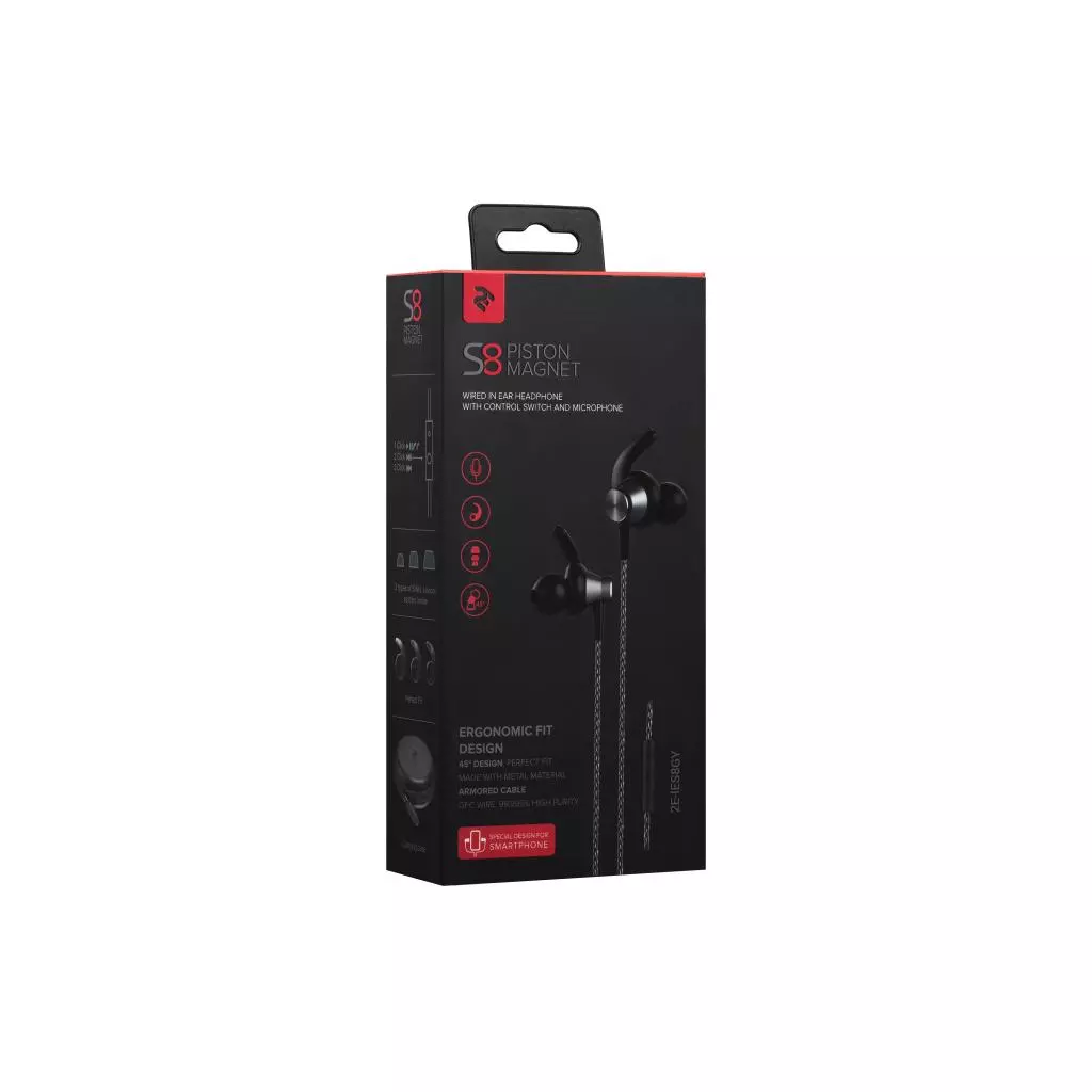 Наушники 2E S8 Piston Magnet Сірий (2E-IES8GY) - 7