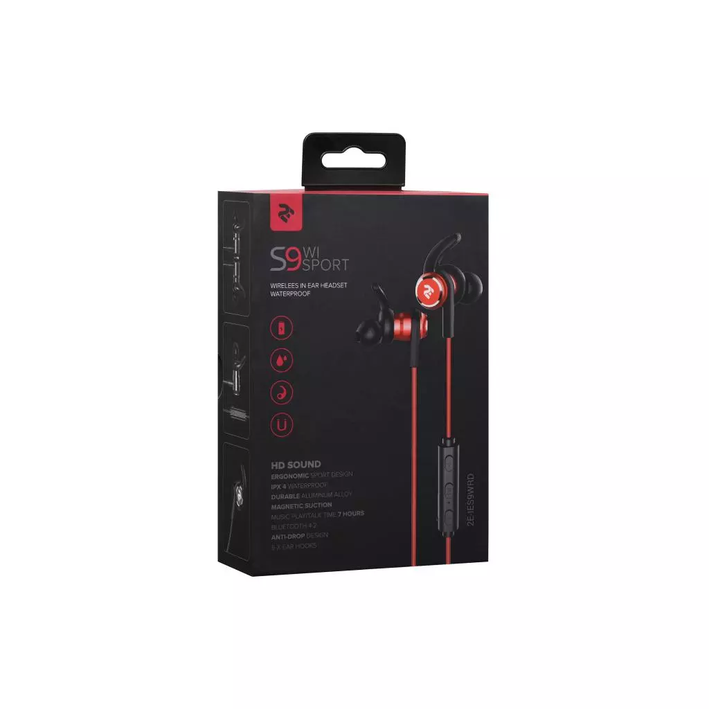 Наушники 2E S9 WiSport Wireless In Ear Headset Waterproof (2E-IES9WRD) - 6