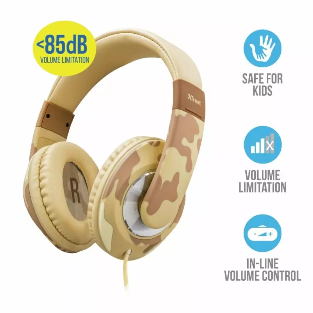 Наушники Trust Sonin Kids Over-Ear Desert Camo (22204) - 5 Наушники Trust Sonin Kids Over-Ear Desert Camo (22204) - 5