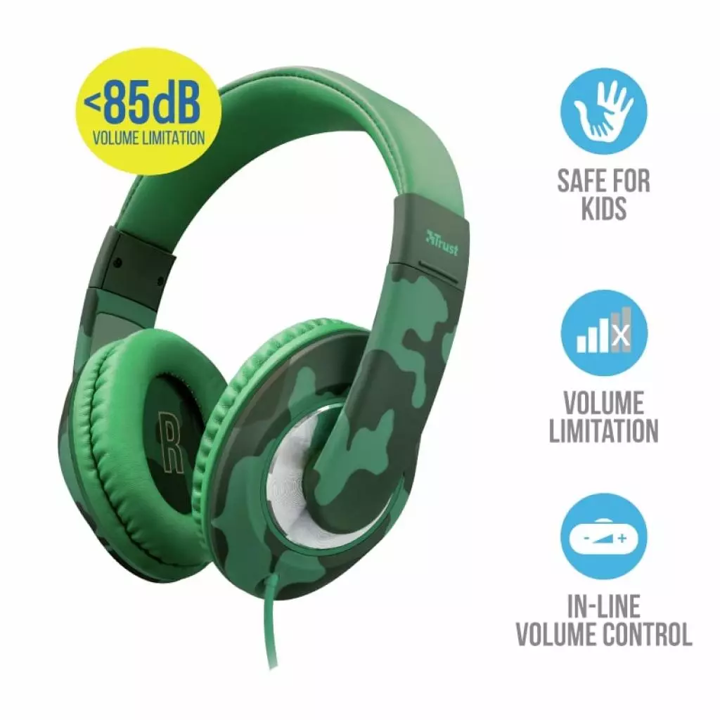 Наушники Trust Sonin Kids Over-Ear Jungle Camo (22203) - 5 Наушники Trust Sonin Kids Over-Ear Jungle Camo (22203) - 5