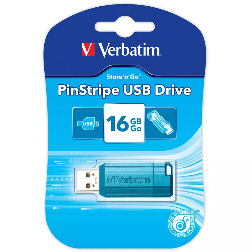 USB флеш накопитель Verbatim 16GB PinStripe Blue USB 2.0 (49068) - 4 USB флеш накопитель Verbatim 16GB PinStripe Blue USB 2.0 (49068) - 4