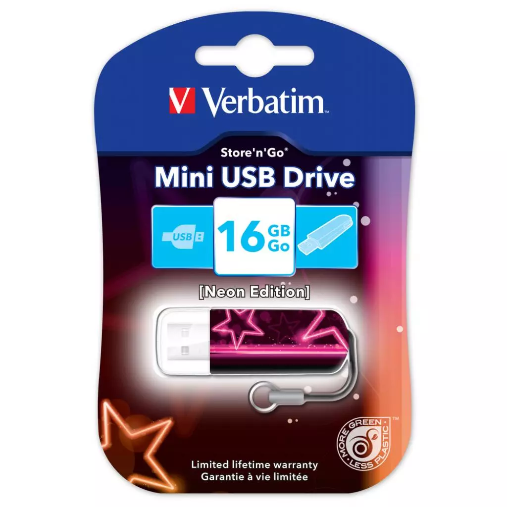 USB флеш накопитель Verbatim 16GB STORE'NGO MINI NEON PINK USB 2.0 (49396) - 1 USB флеш накопитель Verbatim 16GB STORE'NGO MINI NEON PINK USB 2.0 (49396) - 1