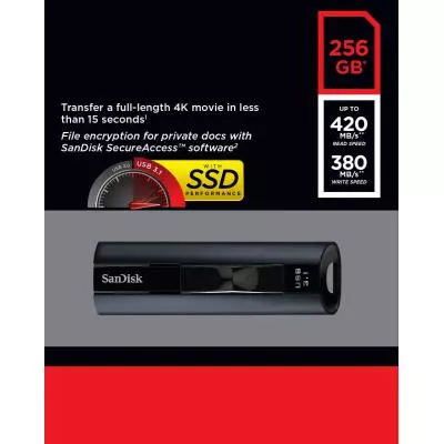 USB флеш накопитель SanDisk 256GB Extreme Pro Black USB 3.1 (SDCZ880-256G-G46) - 6
