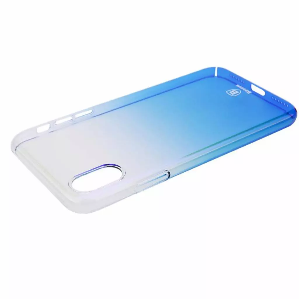 Чехол для моб. телефона Baseus Glaze для iPhone X, Transparent blue (WIAPIPHX-GC03) - 3