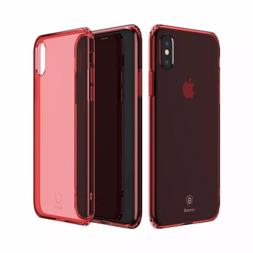 Чехол для моб. телефона Baseus Simple Series Anti-Fall для iPhone X, Transparent Red (ARAPIPHX-C09) - 1 Чехол для моб. телефона Baseus Simple Series Anti-Fall для iPhone X, Transparent Red (ARAPIPHX-C09) - 1
