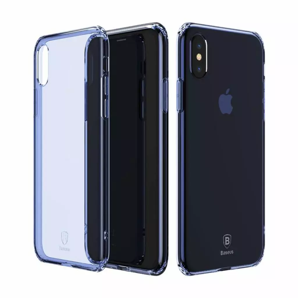 Чехол для моб. телефона Baseus Simple Series Pluggy для iPhone X, Transparent Blue (ARAPIPHX-A03) - 2