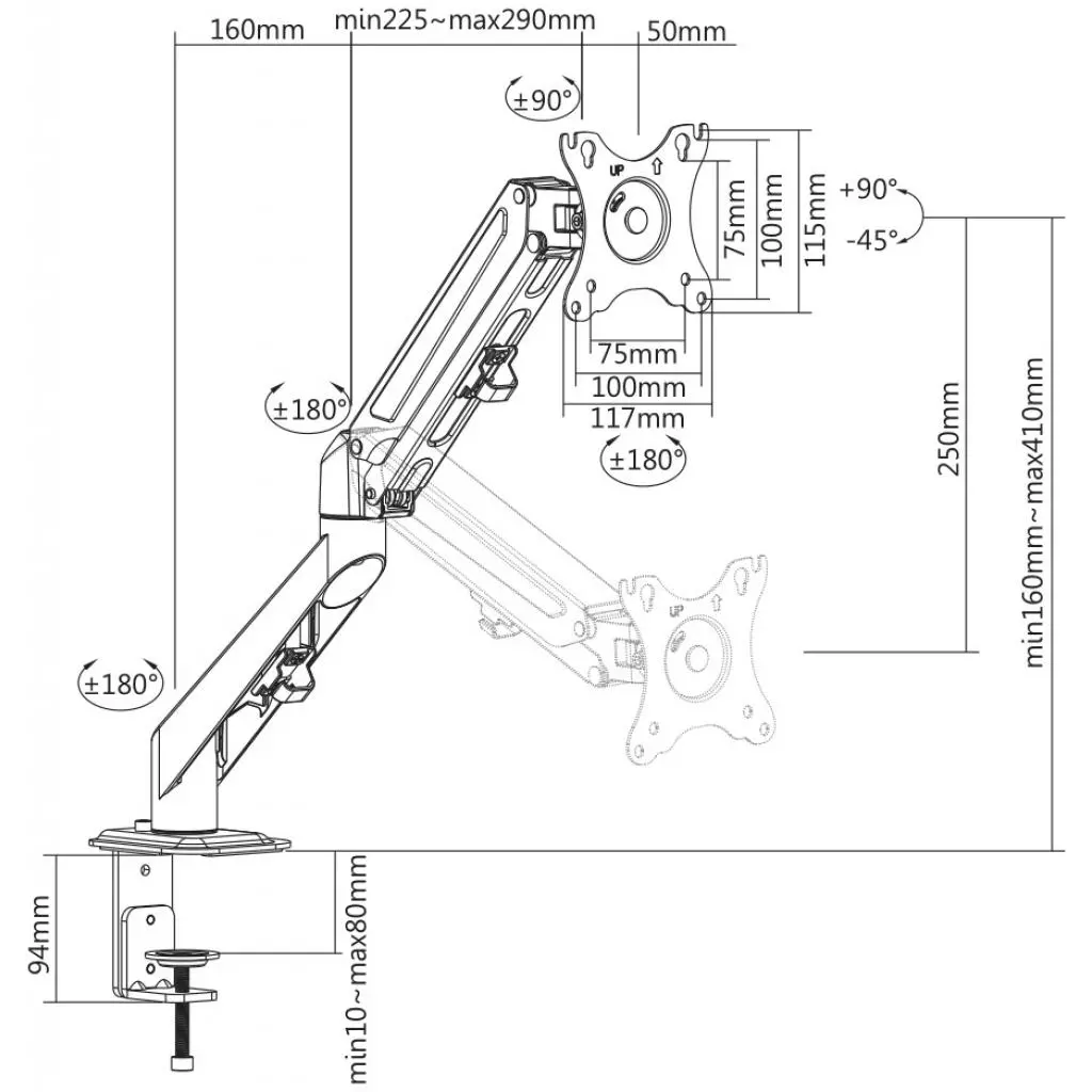 Кронштейн Brateck LDT25-C012 - 5 Кронштейн Brateck LDT25-C012 - 5